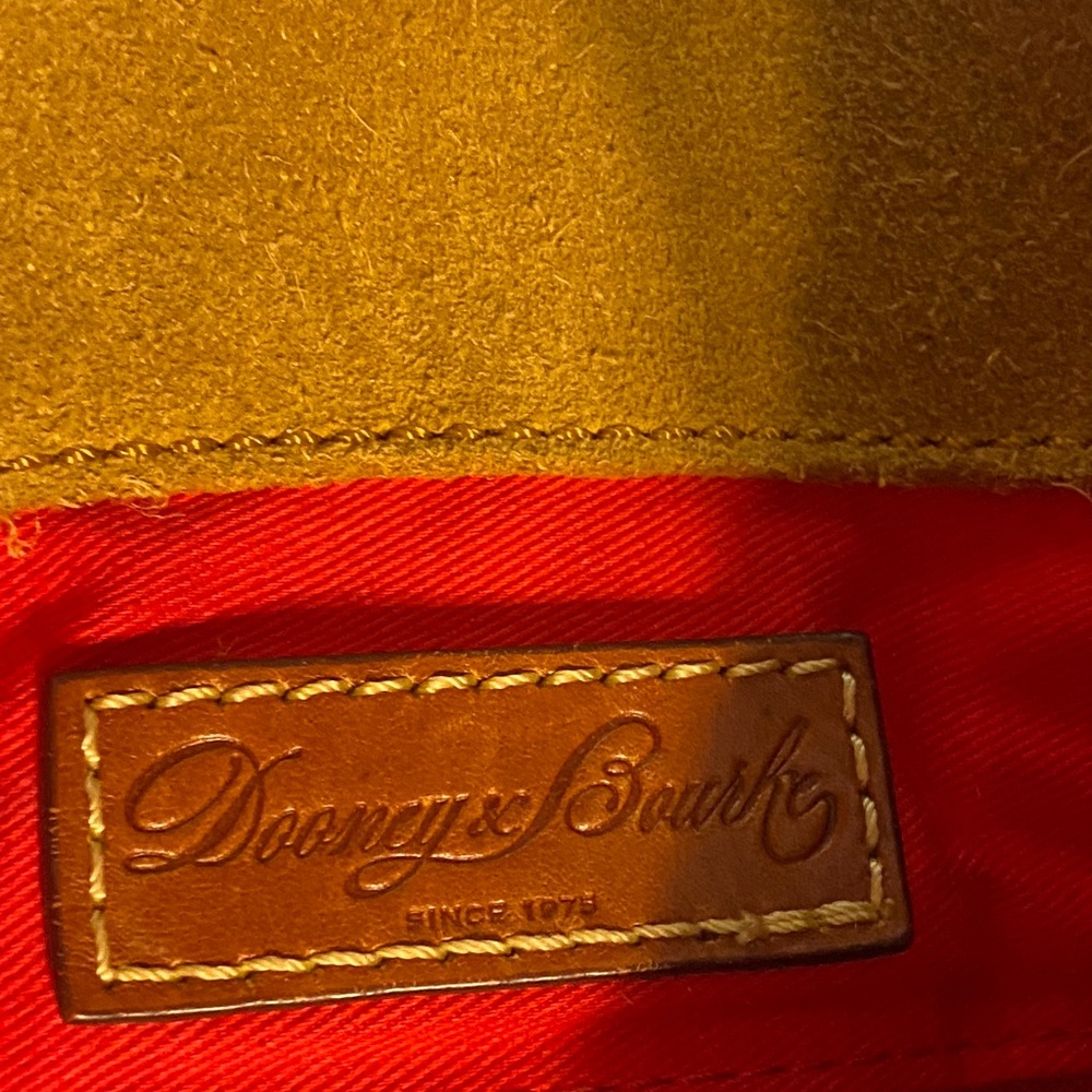 Dooney & Bourke Tan Suede Hobo Shoulder Bag. - Picture 8 of 12